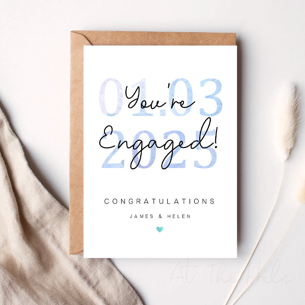 You're Engaged! Watercolour Greeting Card - At The Helm NZ