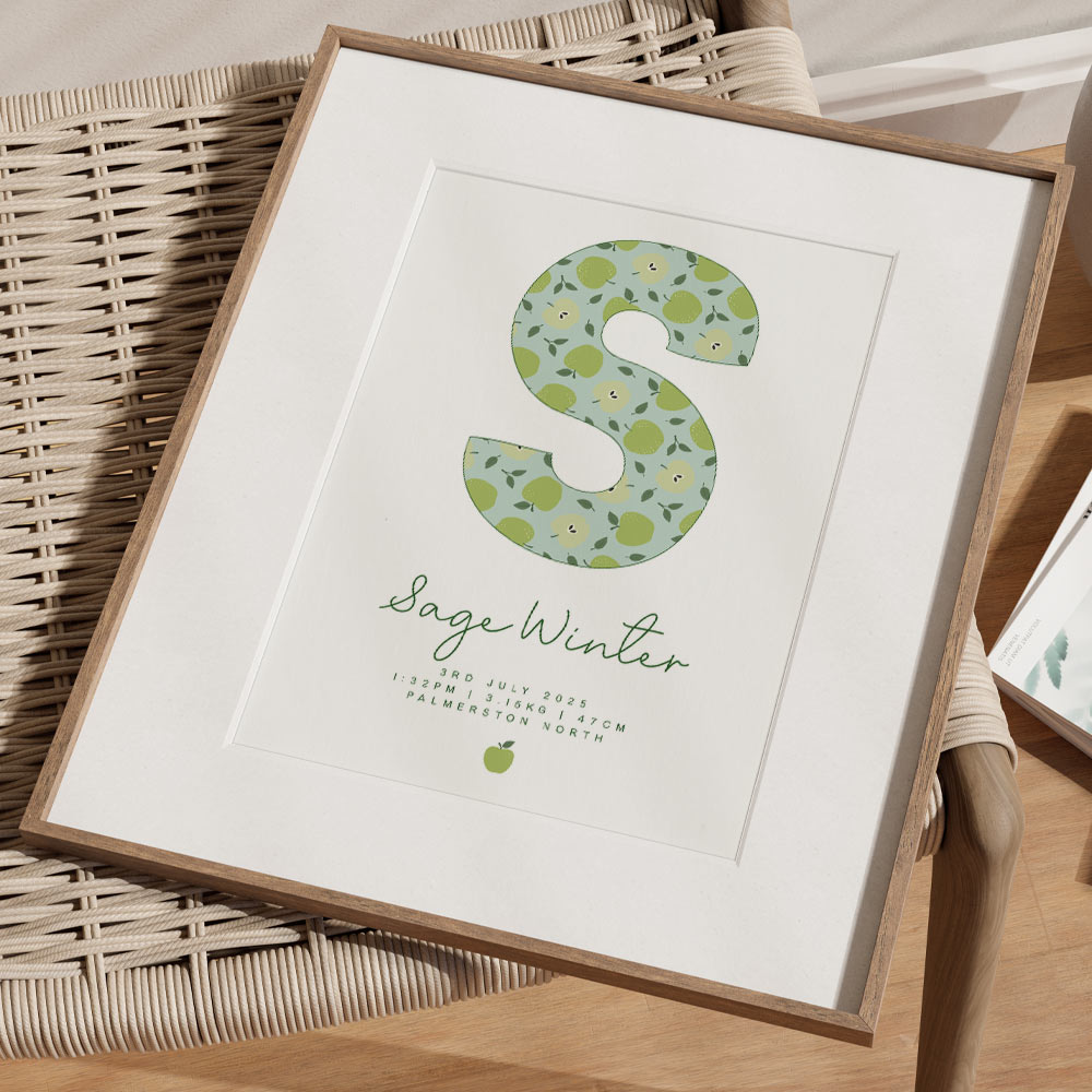 Apple Initial Birth Detail Print