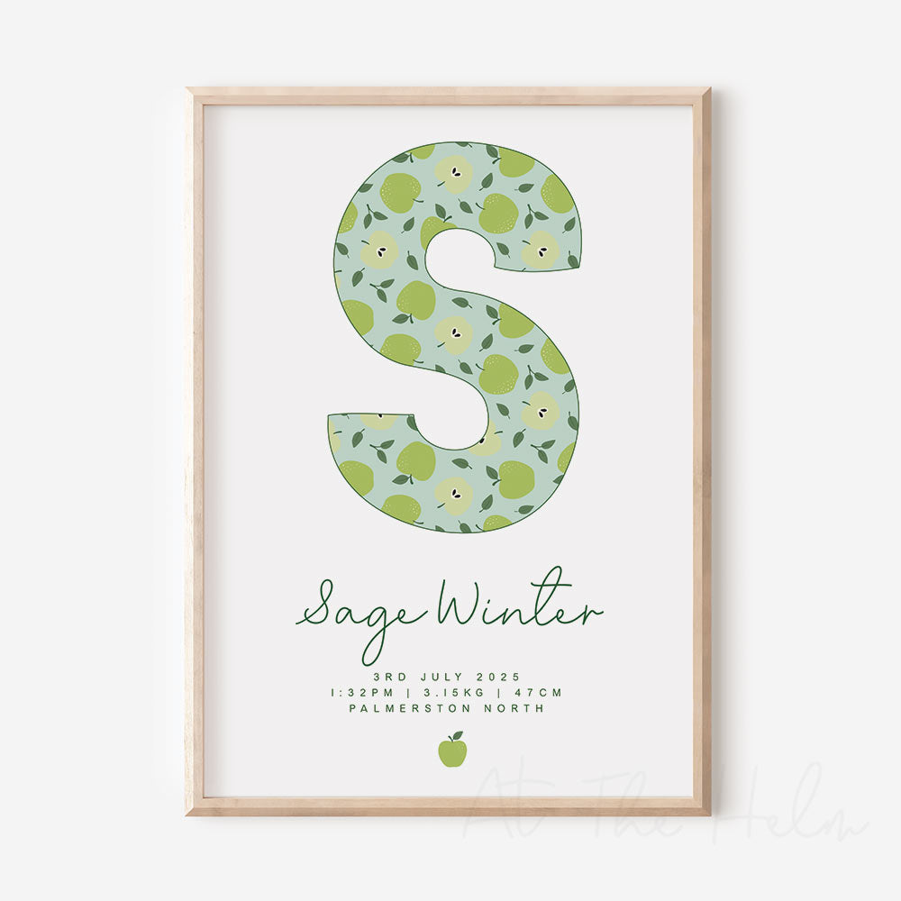Apple Initial Birth Detail Print