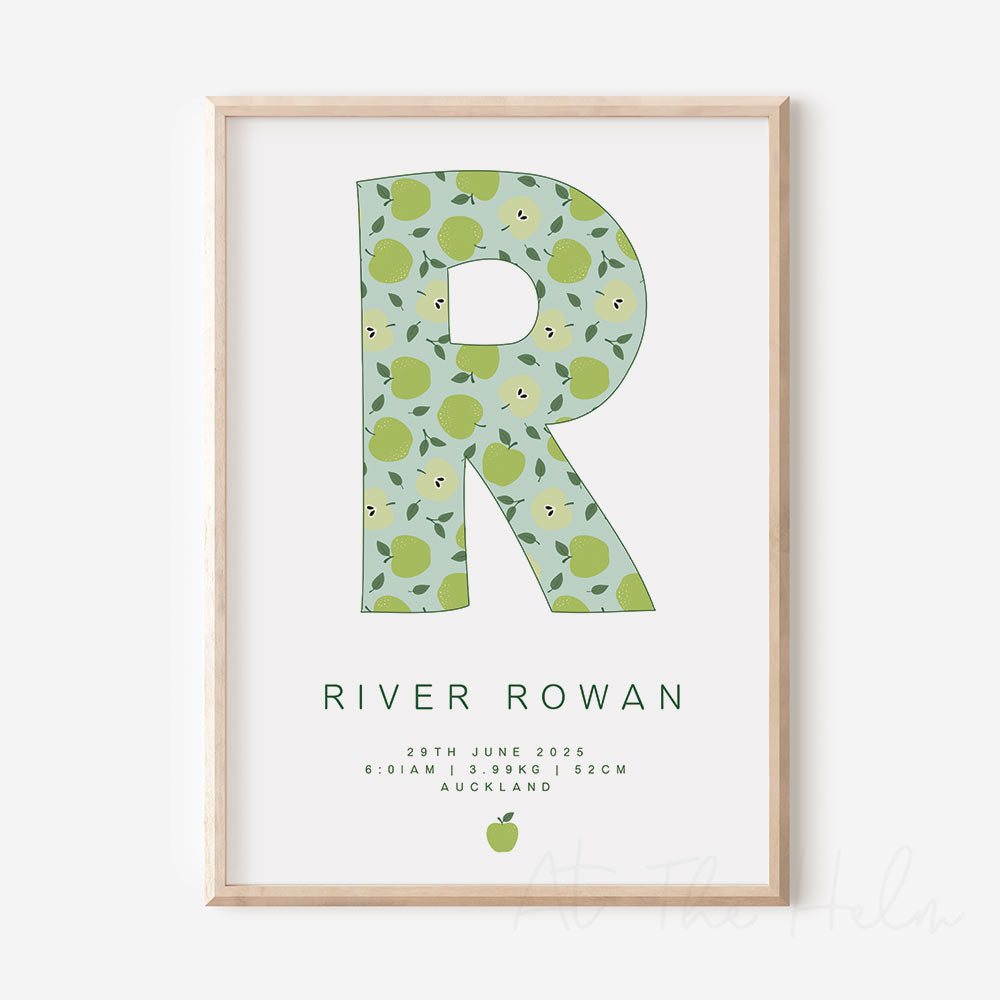 Apple Initial Birth Detail Print