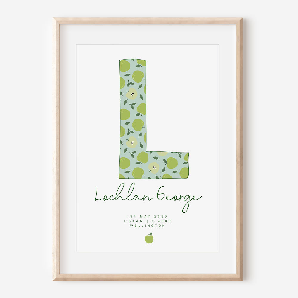 Apple Initial Birth Detail Print