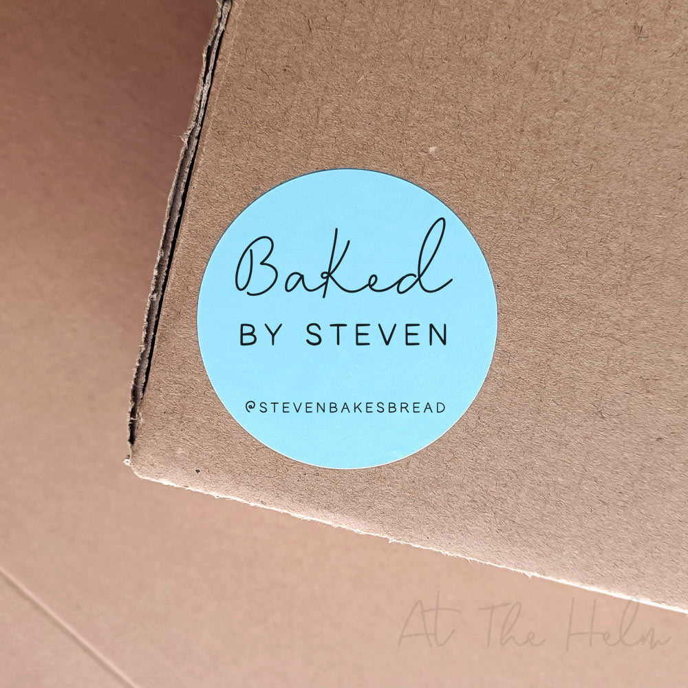 Custom Baked by Small Business Stickers - Blue - At The Helm NZ
