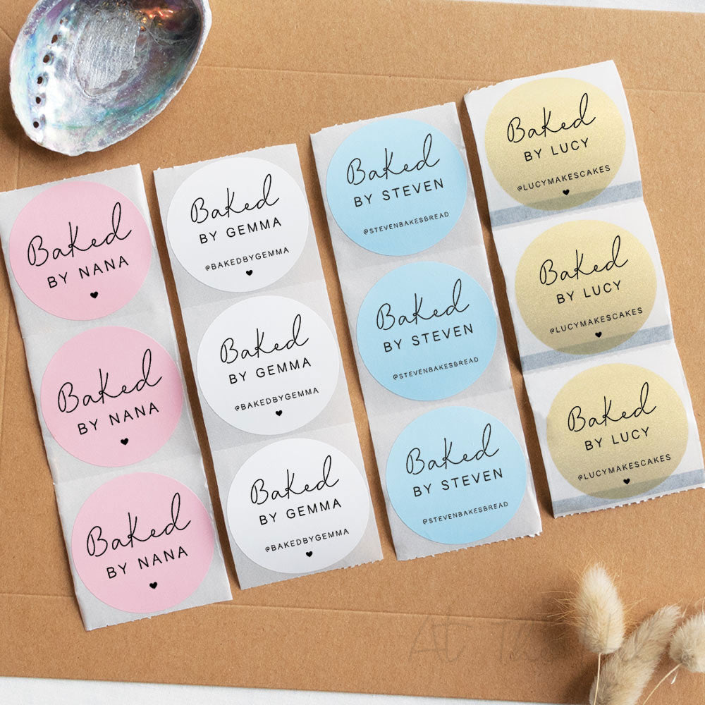 Custom Baked by Small Business Stickers - all colours - At The Helm NZ