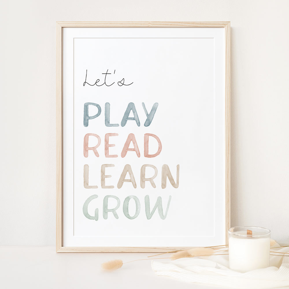Lets Play Read Learn Grow Neutral - Children's Wall Art -At The Helm