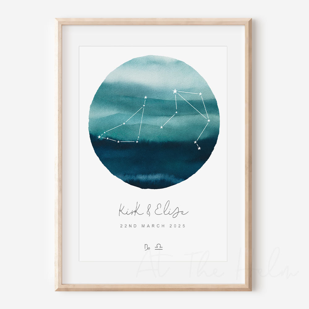 Watercolour Zodiac Couples Print