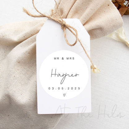 Custom Wedding Favour Stickers
 - White - At The Helm NZ