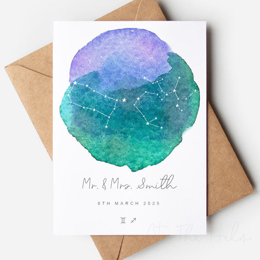 Watercolour Zodiac Couples Greeting Card - Tide Pool - At The Helm NZ