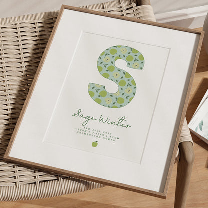 Apple Initial Birth Detail Print