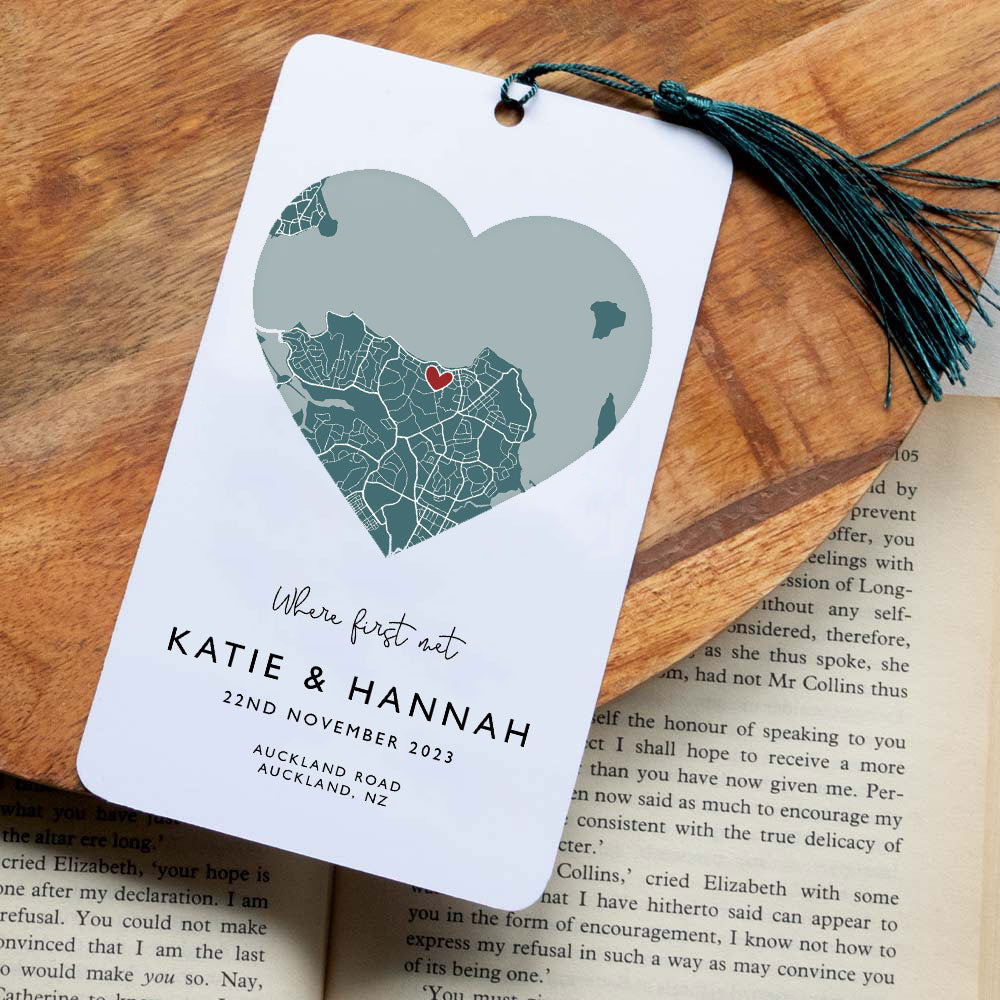 Custom Heart Map Bookmark