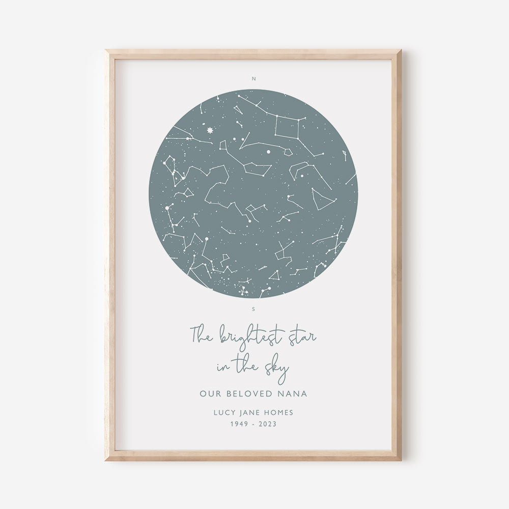 In Memory Star Printable Memorial Star Map Print - At The Helm NZ