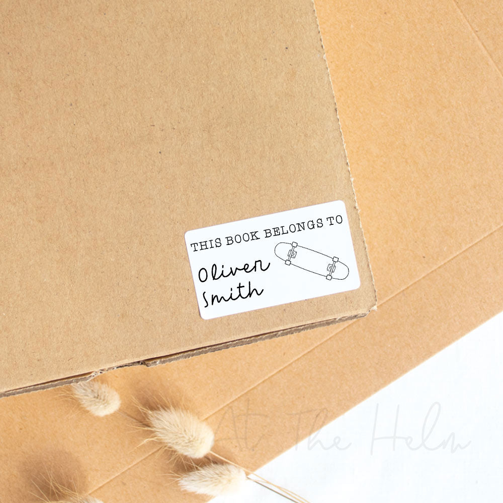 This book belongs to - Skateboard Stickers White - At The Helm NZ