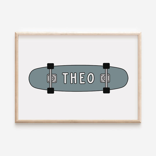 Skateboard Child's Name Print Keepsake - Blue - At The Helm NZ