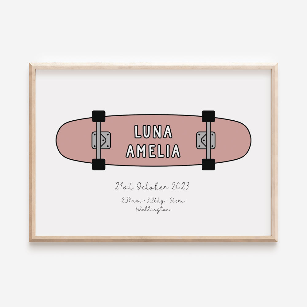 Skateboard Custom Birth Detail Print