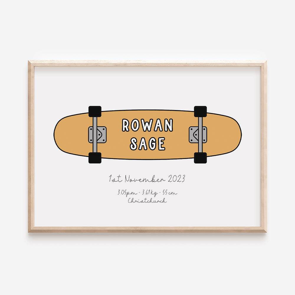 Skateboard Custom Birth Detail Print