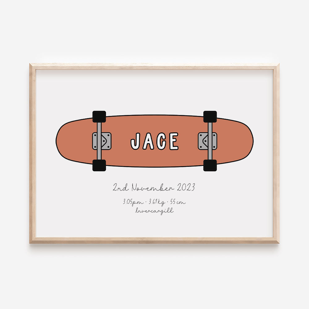 Skateboard Custom Birth Detail Print