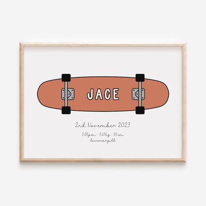 Skateboard Custom Birth Detail Print