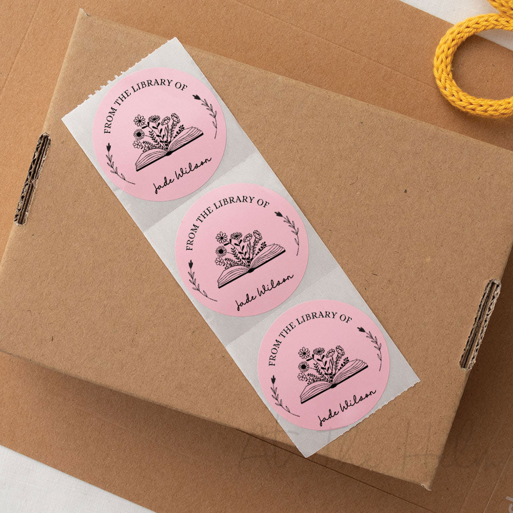 From the library of - Personalised book stickers white - At The Helm NZ - Pink
