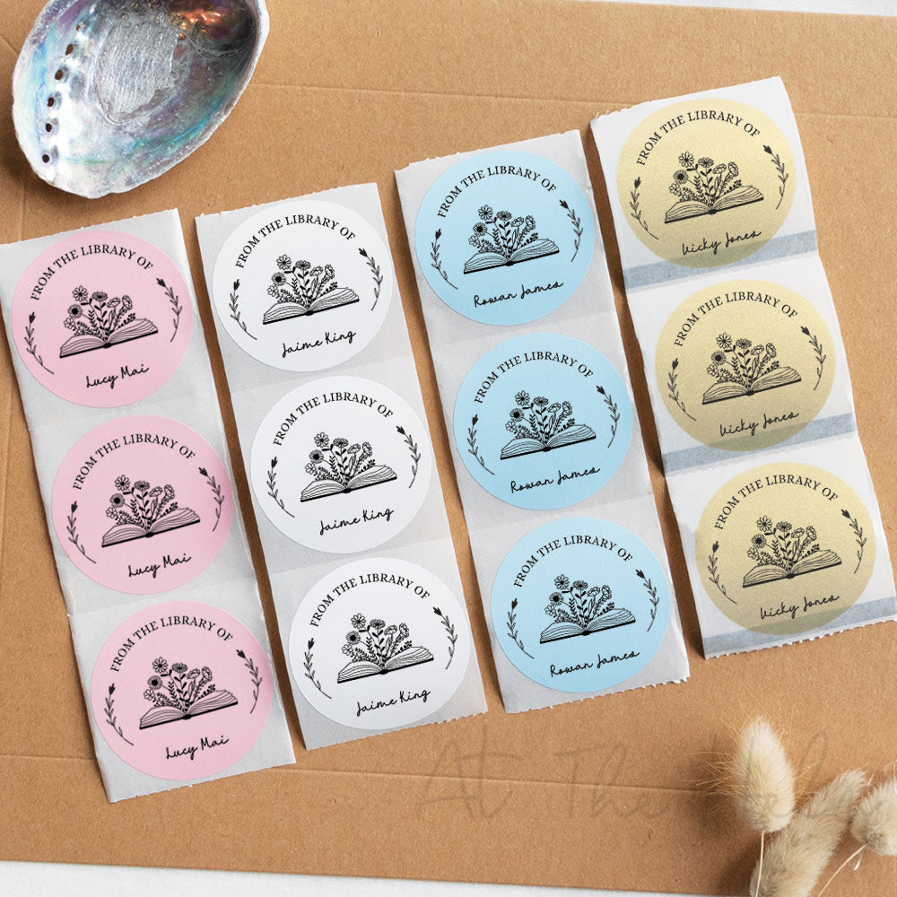 "From The Library Of" Personalised Book Stickers - all colours