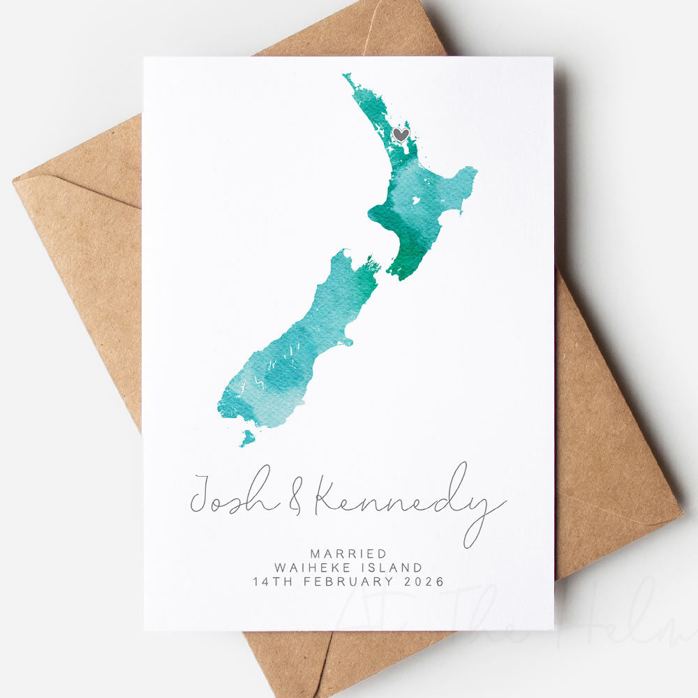 Map Of New Zealand Wedding Or Engagement Card