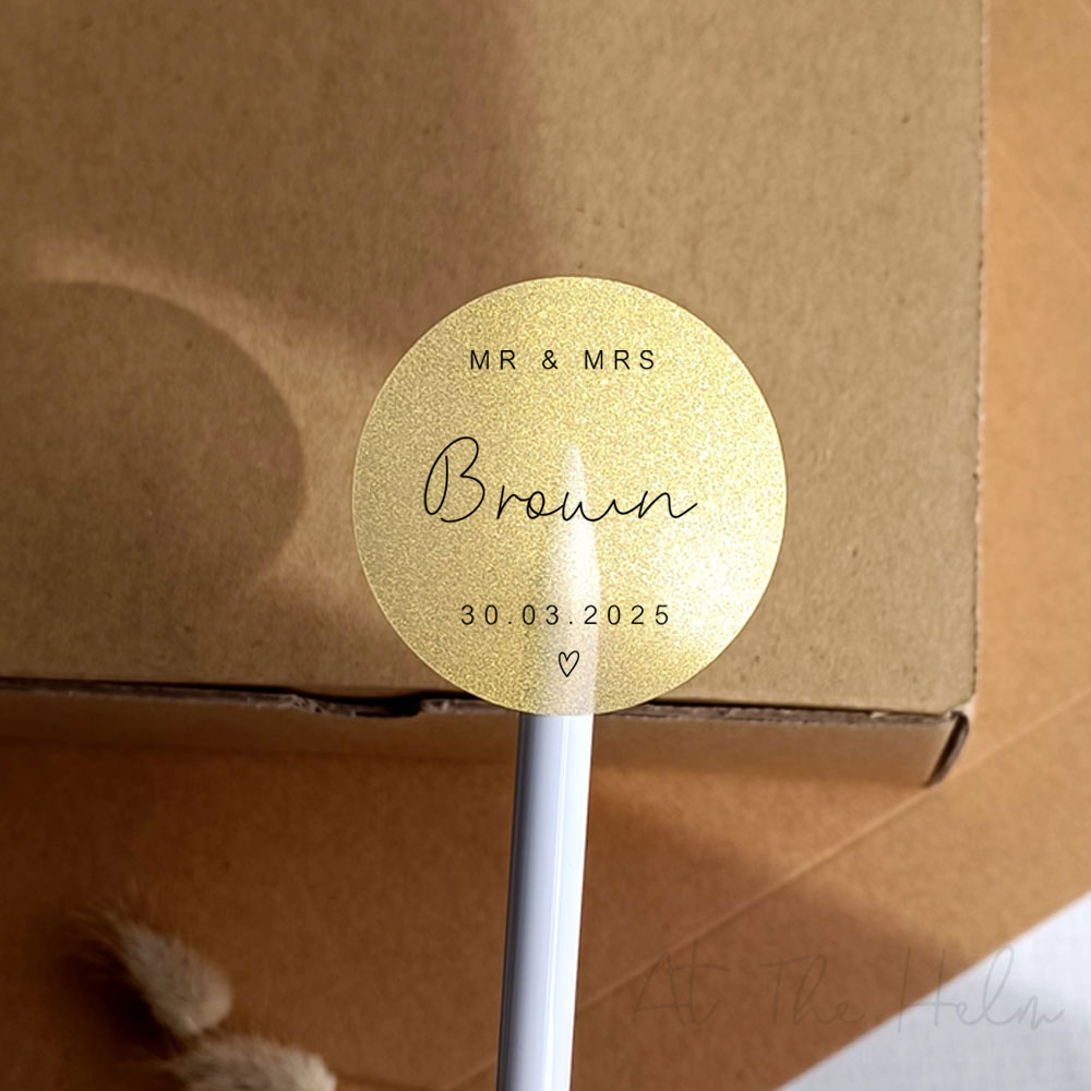 Custom Wedding Favour Stickers
 - Gold - At The Helm NZ
