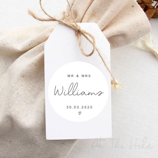 Custom Wedding Favour Stickers
 - White - At The Helm NZ