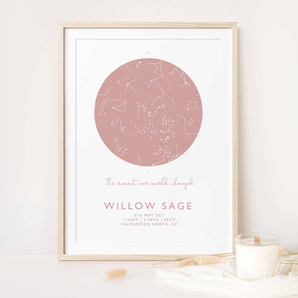 Birth Detail Star Map Print - At The Helm